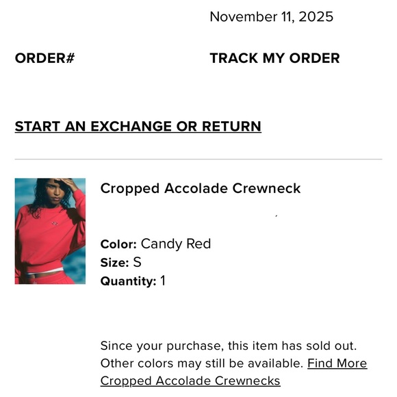 Alo Candy Red Accolade Cropped Sweatshirt - Picture 3 of 3